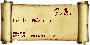 Fonó Mária névjegykártya